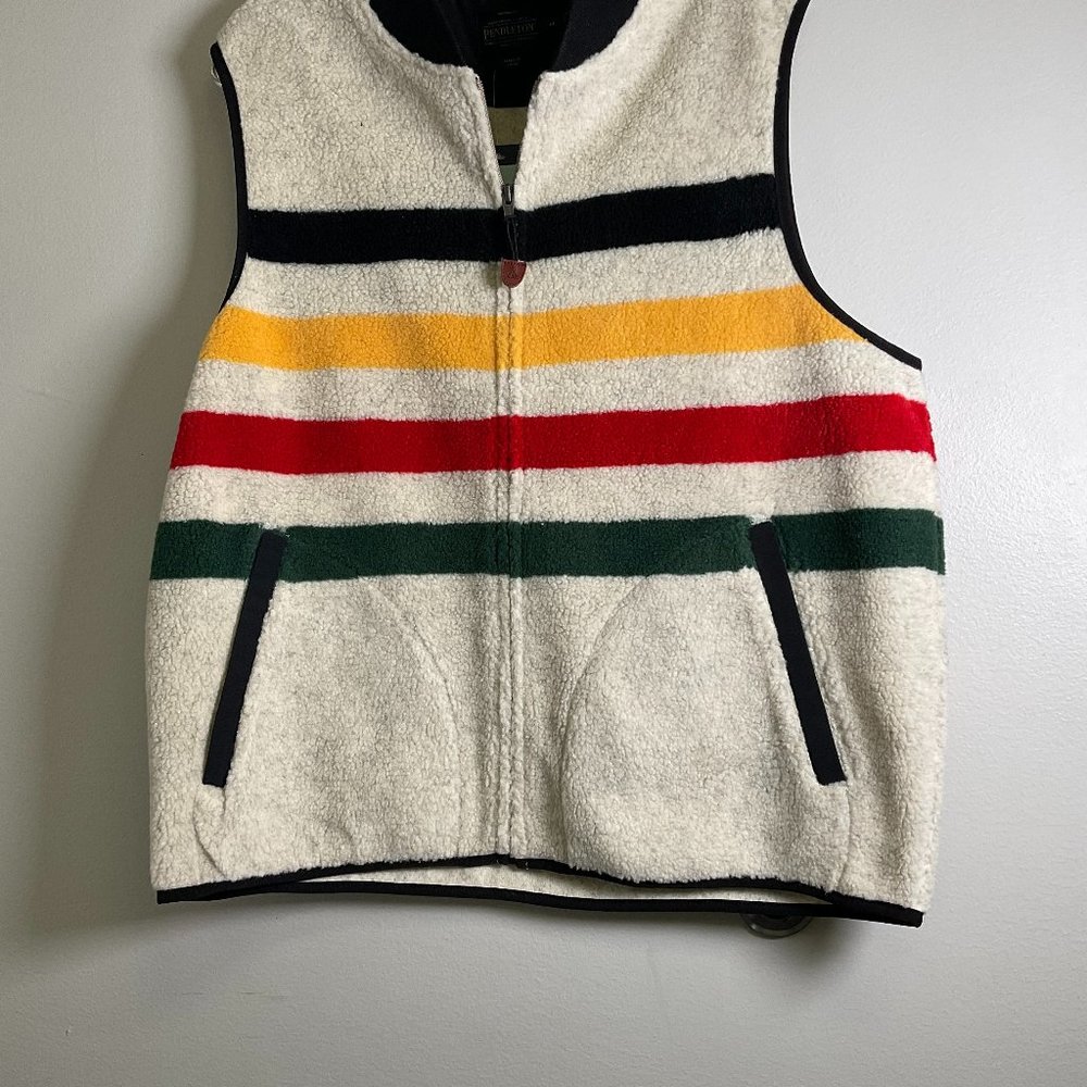 Pendleton Mens Multicolor Striped Sleeveless Full Zip Fleece Vest Size Medium